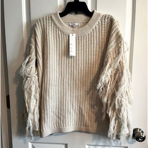 VICI crew neck sweater with fringed arms